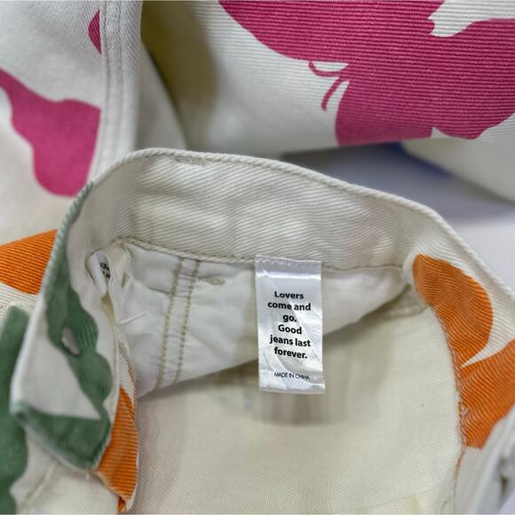 PacSun High Rise Wide Leg Carpenter Sz 27 Multicolor Floral & Butterfly Print - Picture 11 of 12